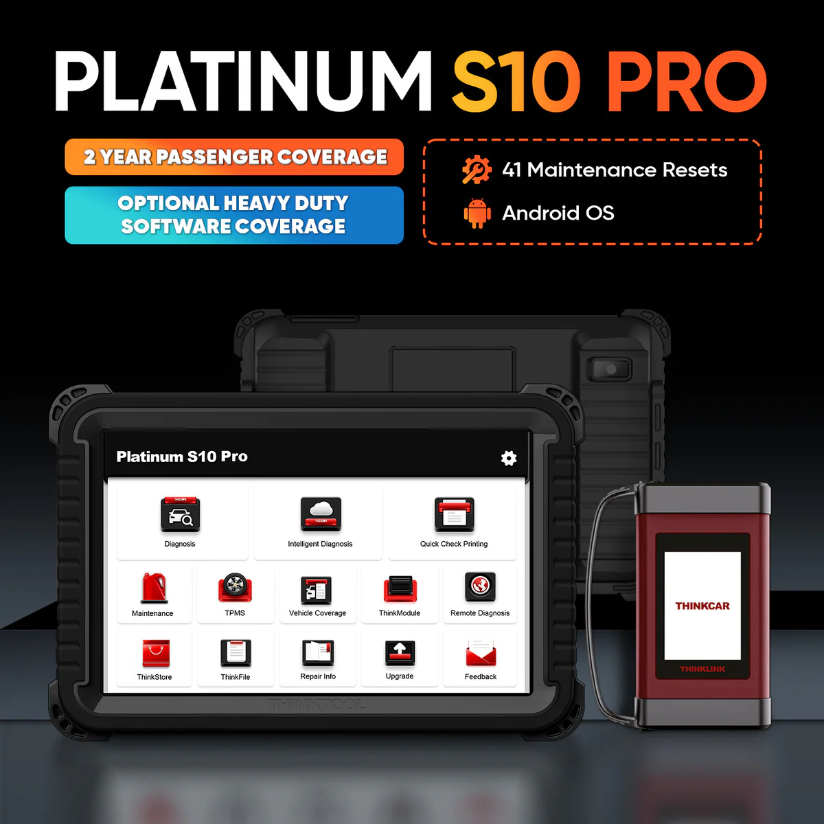 Thinkcar Platinum S10 PRO 10-Inch Professional Diagnostic Tablet - Bi-Directional OBD2 Scanner for Passenger & Heavy Duty Trucks - Image 5