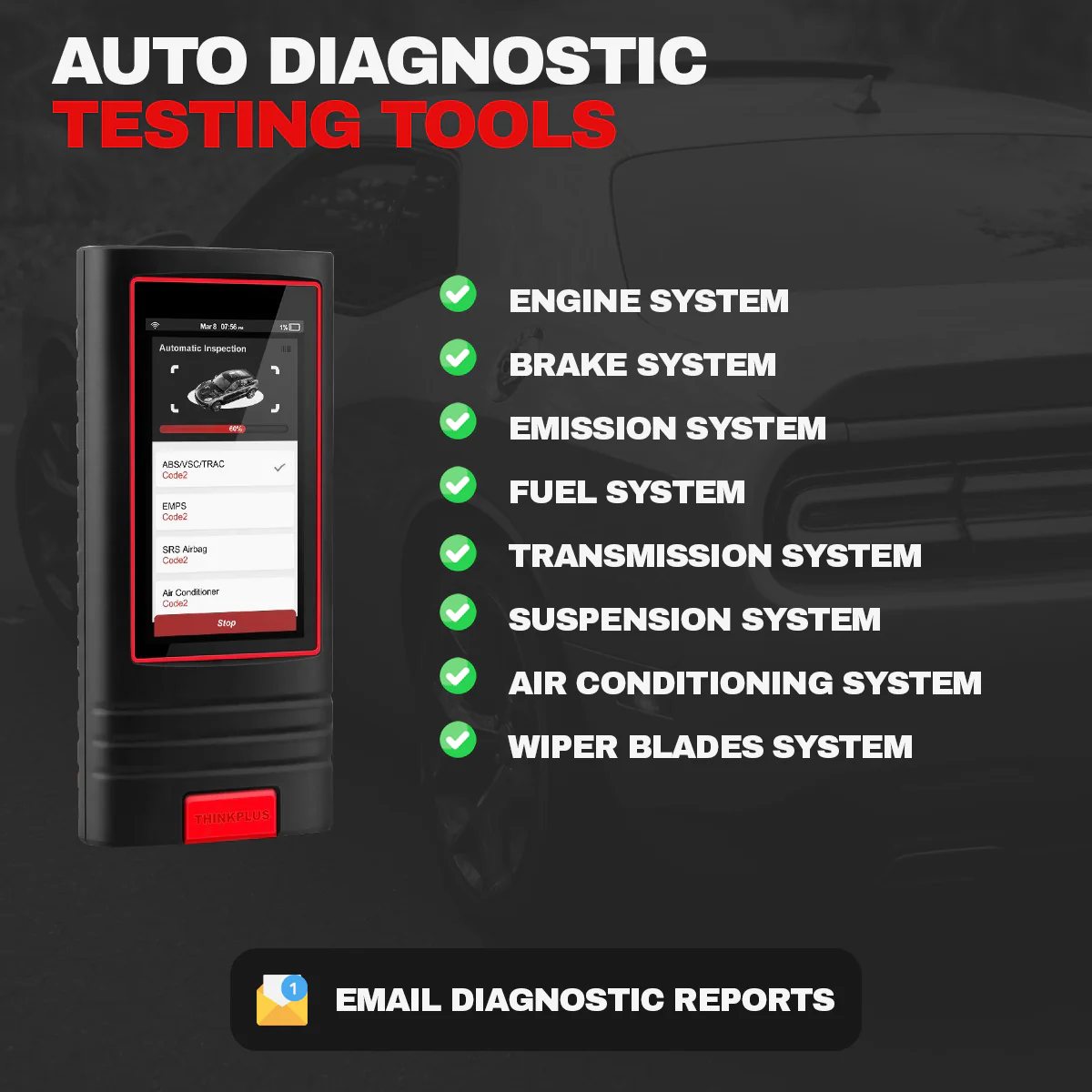 Thinkcar ThinkPlus - OBD2 5" Intelligent Car Vehicle Full System Diagnostic Tool with Full Software 1 Year Free Update - Image 4
